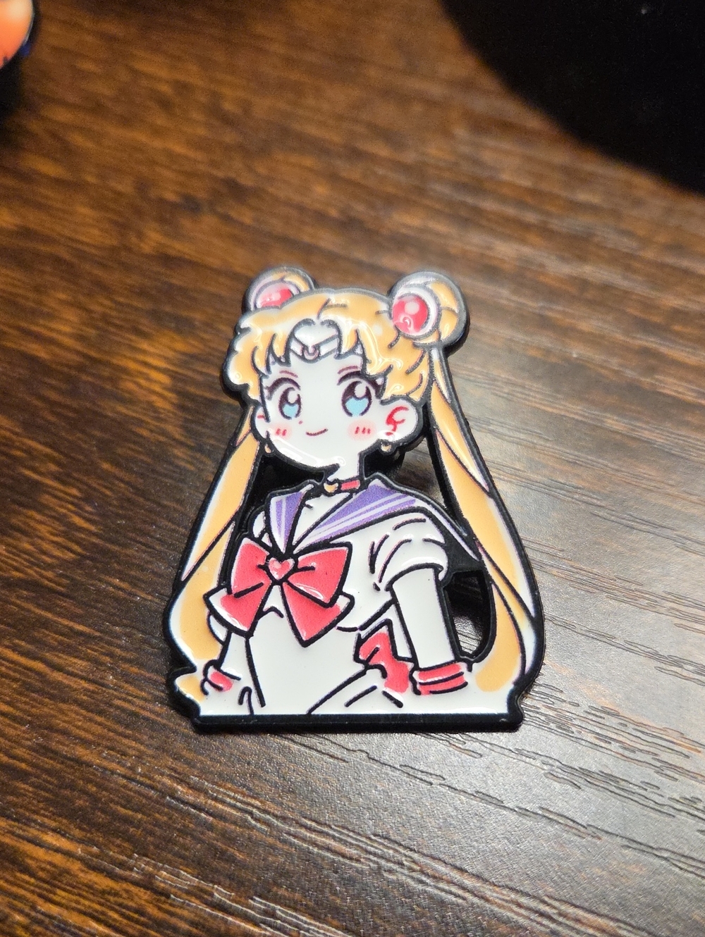 Anime-Inspired Sailor Girl Enamel Pin - Blonde with Red Bow